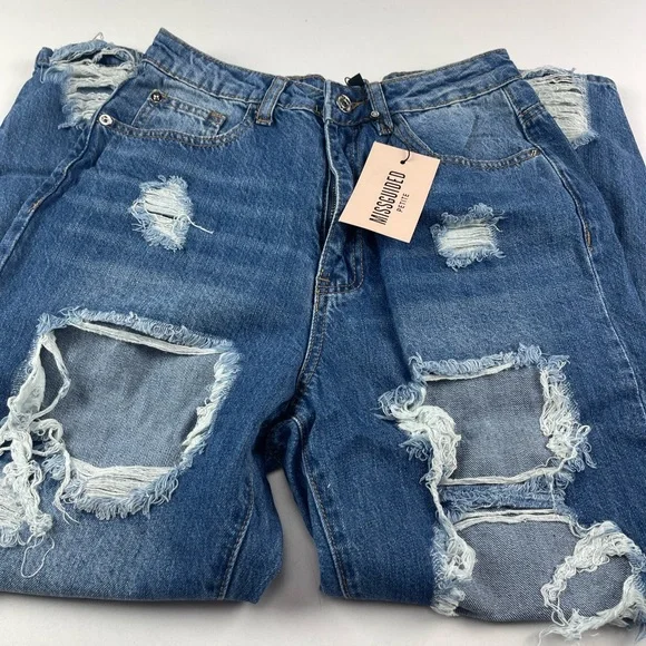 Missguided Petite Riot High Rise Ripped Jean - Picture 2 of 8